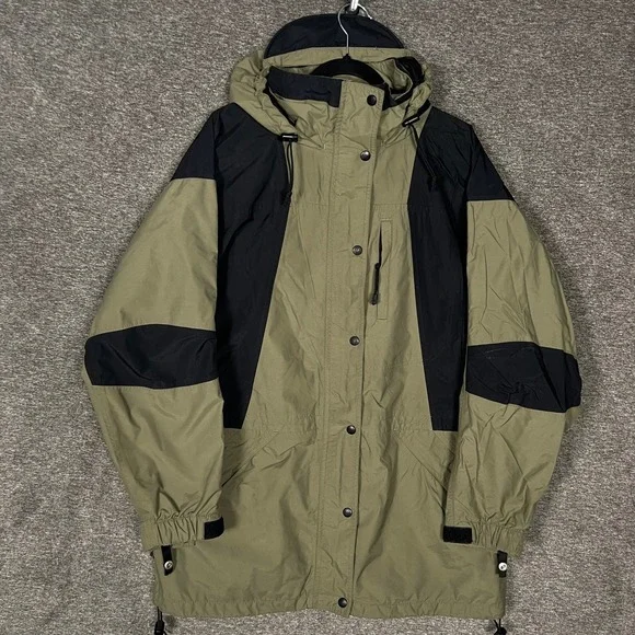 REI Gore-Tex Womens 3 in 1 Jacket Size 14 Olive Green Black Raincoat Goose Down - Picture 1 of 15